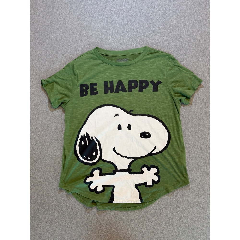 Peanuts Snoopy Be Happy Green Graphic T-Shirt XL 15-17 LT42138LC